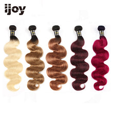 Load image into Gallery viewer, Ombre Blonde Brown Bundles 99J Burgundy Red Bundles Brazilian Human Hair Body Wave Bundles 8-26 Hair Extension Non-Remy IJOY